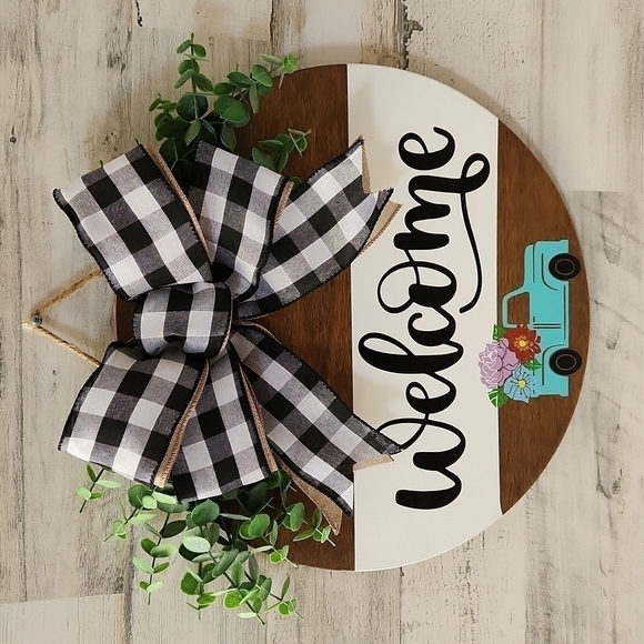 Welcome SPRING THEME DOOR HANGER 15IN - Picture 1 of 3